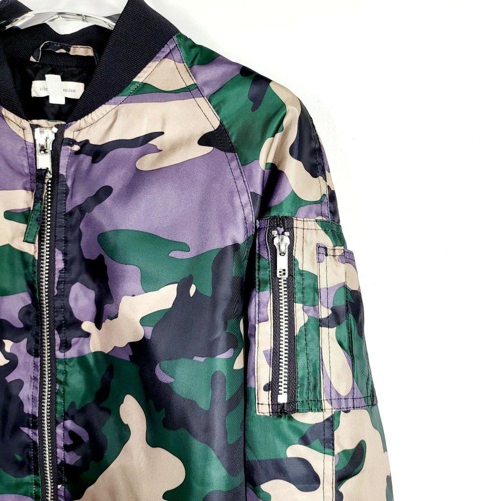 ANTHRO x SILENCE + NOISE Rita Camouflage Lightweight Bomber Jacket MEDIUM Satin - Picture 8 of 13